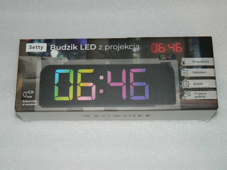 Budzik LED z projekcją Setty
