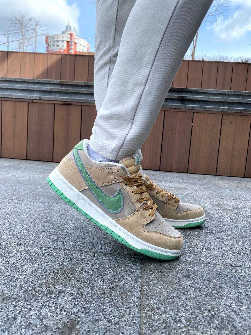 Кросівки Nike SB dunk beige&green