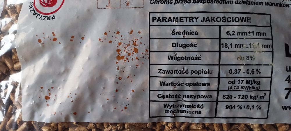 Pellet NATURA 100 % Pelet iglasty - z czystej Trociny - PROMOCJA  !!!