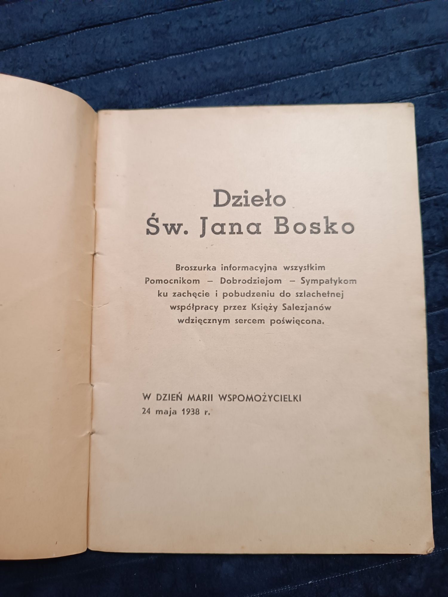 Książeczka Dzieła Jana Bosko 1938 rok wydania