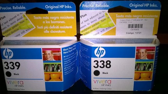 2 tinteiros HP Black 338 e 339 - nas embalagens originais (seladas)
