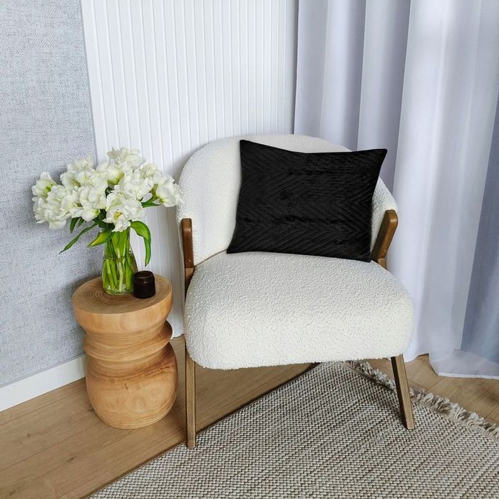 Poszewka na poduszę 50x60 Welurowa velvet pluszowa Jodełka Caden Czarn