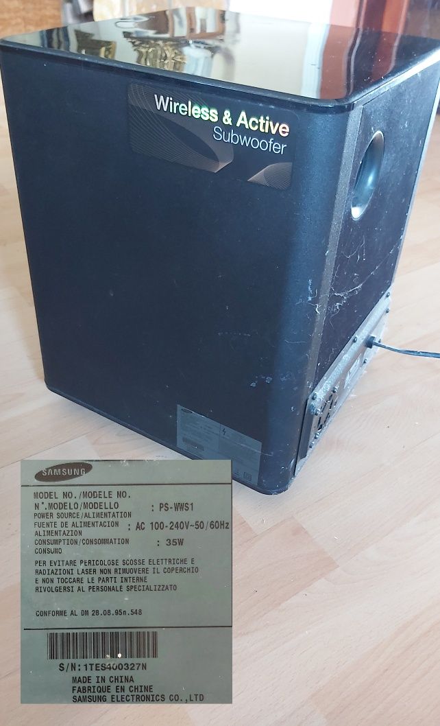 Sprzedam kino domowe + subwoofer firm.samsung HT-WS1