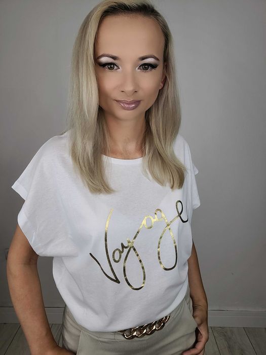 T-shirt koszulka ze złotym zdobieniem damska roz. 2XL-4XL DUŻO WZORÓW