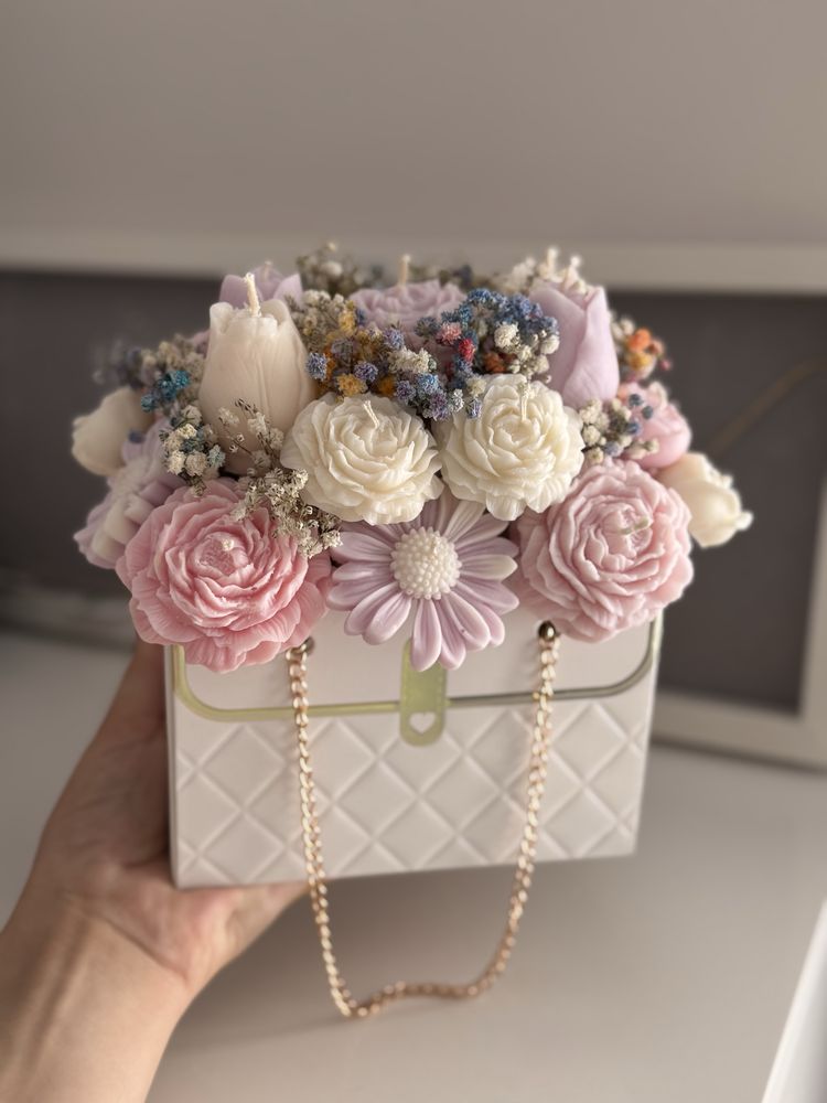 Flower box ze świec w torebce / Świece zapachowe