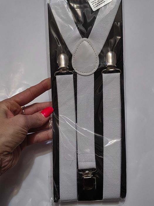 Nowe szelki do spodni damsko-męskie białe