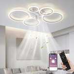 Wentylator lampa sufitowa LED ze światłem 3 kolory, 6 prędkości 130 W