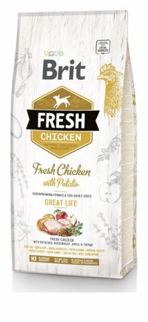 Сухий корм дорослих собак Brit Fresh Chicken with Potato Great Life 12