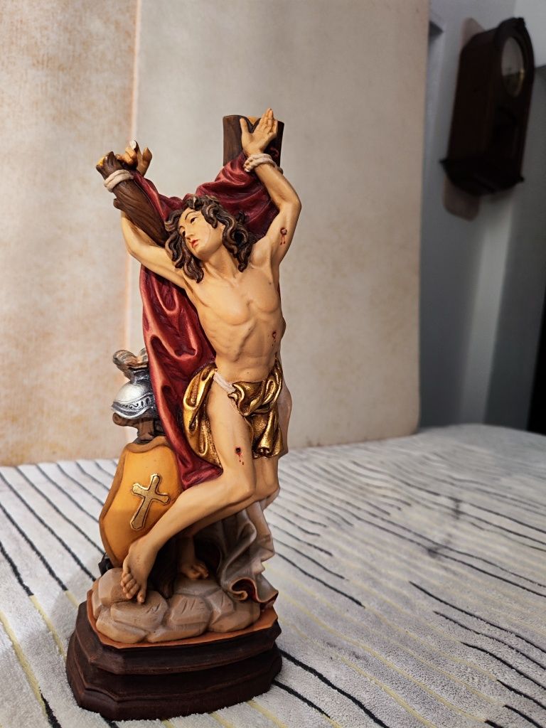 Święty Sebastian 34cm figura z drewna polichromia