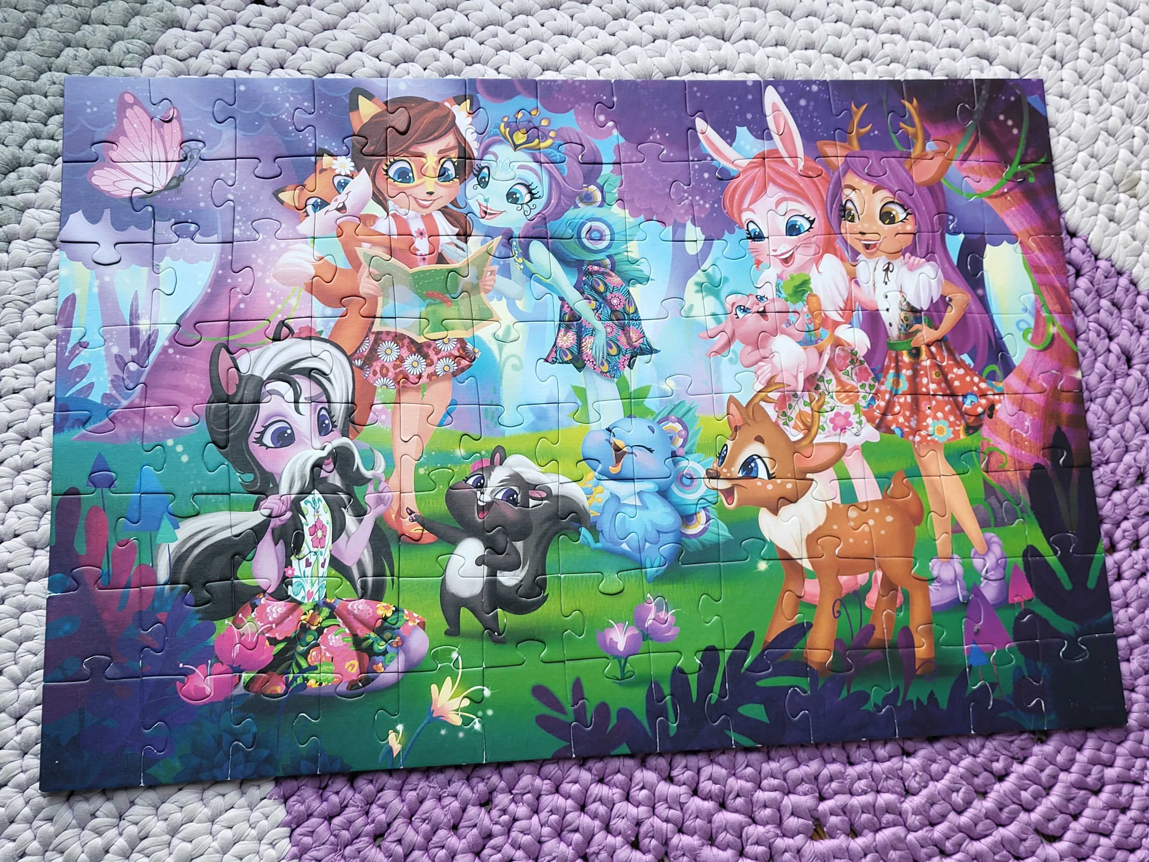 Puzzle dla dziewczynki 2 sztuki po 100 el. z Frozen i Enchantimals