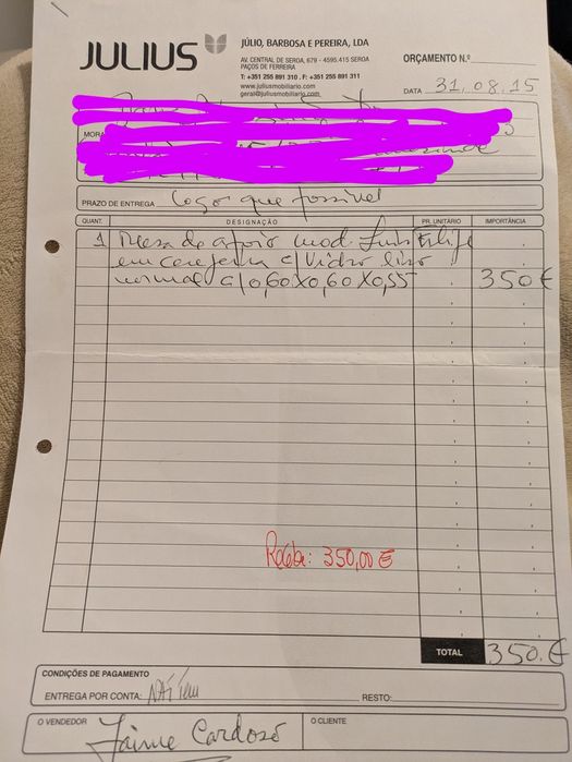 Mesa de Apoio Cerejeira