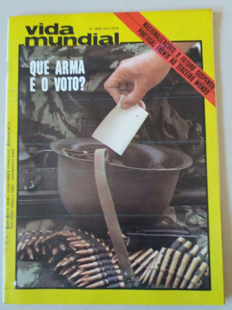 Lote de 3 revistas Vida Mundial dos anos 70 (pós-25 Abril)