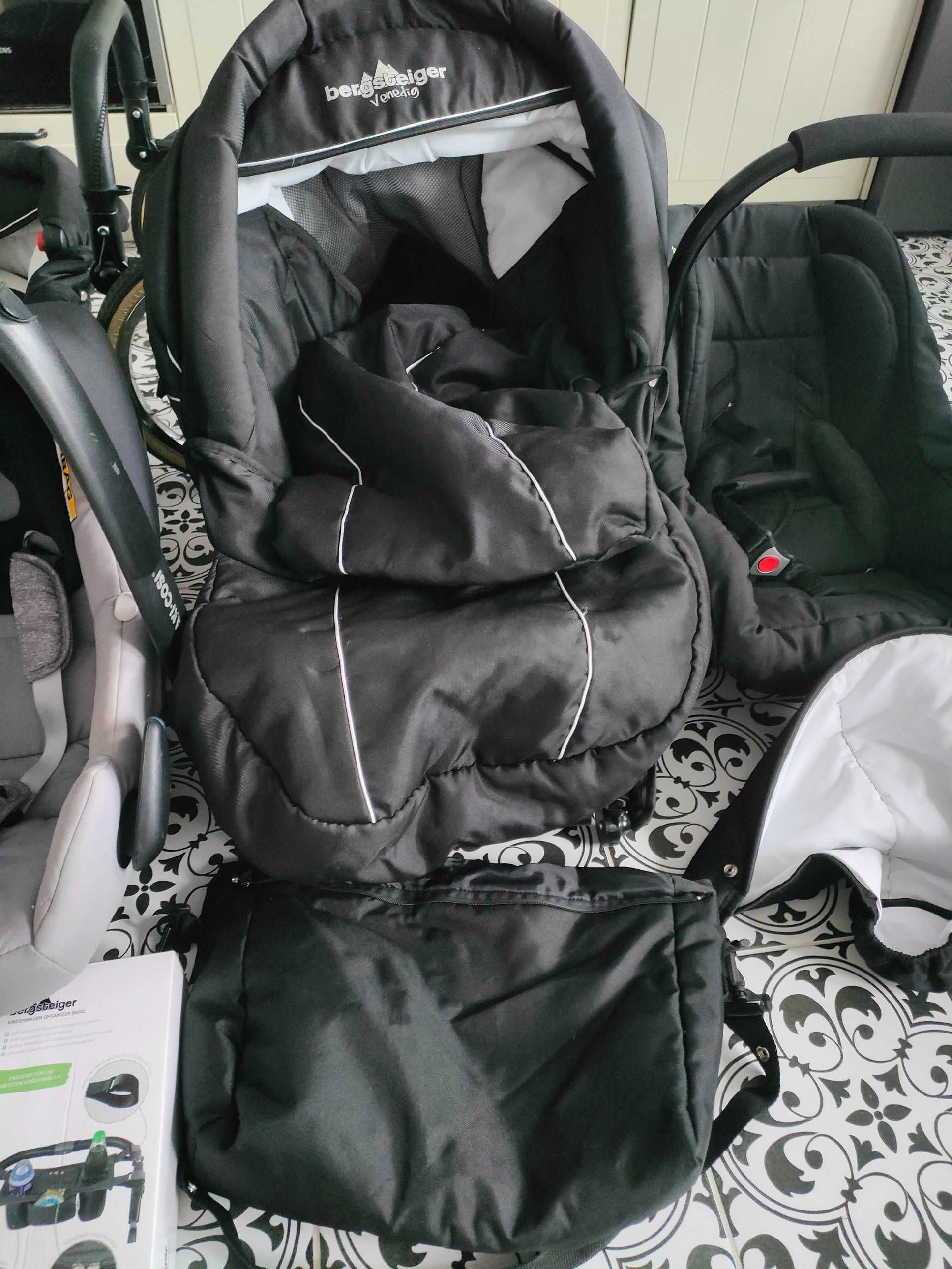 Wózek 3w1 klasyczny Bergster Venedig black + Maxi Cosi