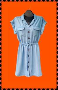 Джинсовое/Коттоновое платье-рубашка H&M/ L.O.G.G (размер 36/38)