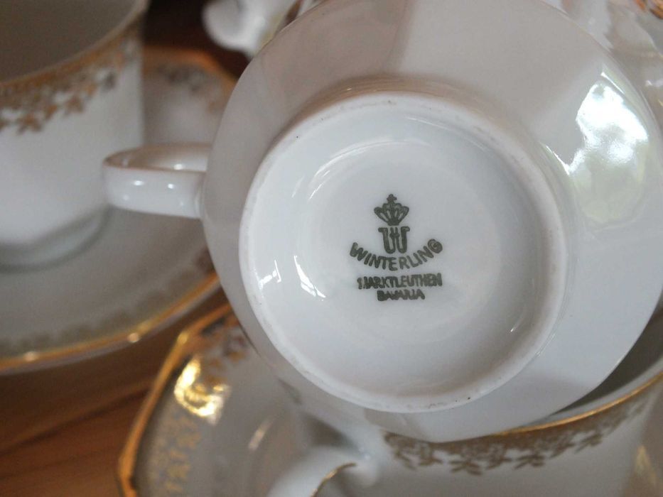 Serwis Kawowa Herbata Porcelana Bavaria Winterling manufaktura złocony