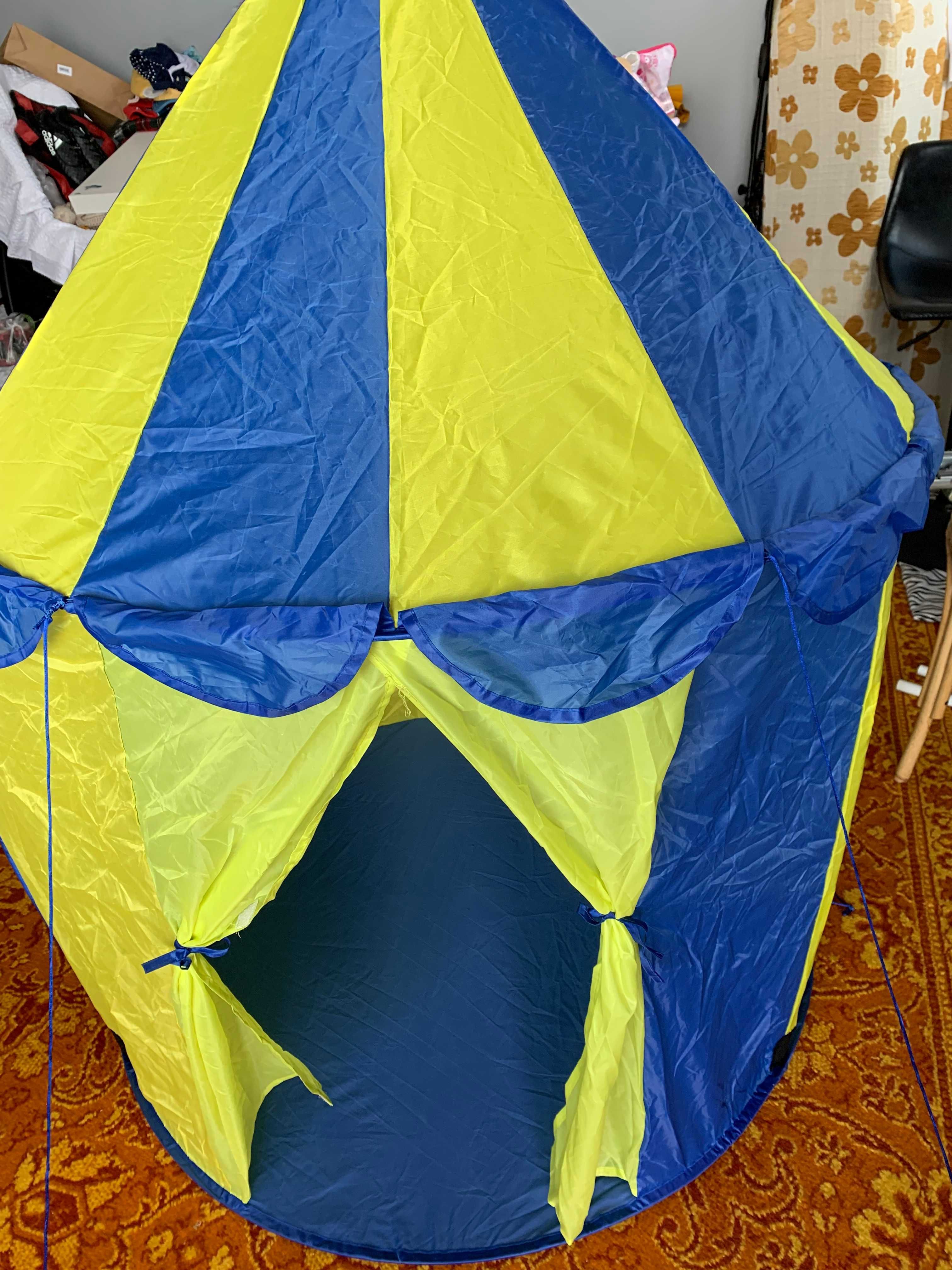 Namiot dla dzieci niebiesko-żółty; średnica 100 cm