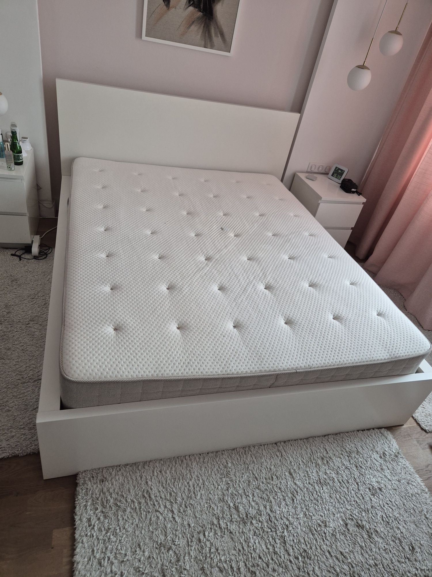 Łóżko Ikea Malm 160x200 z materacem i pojemnikami