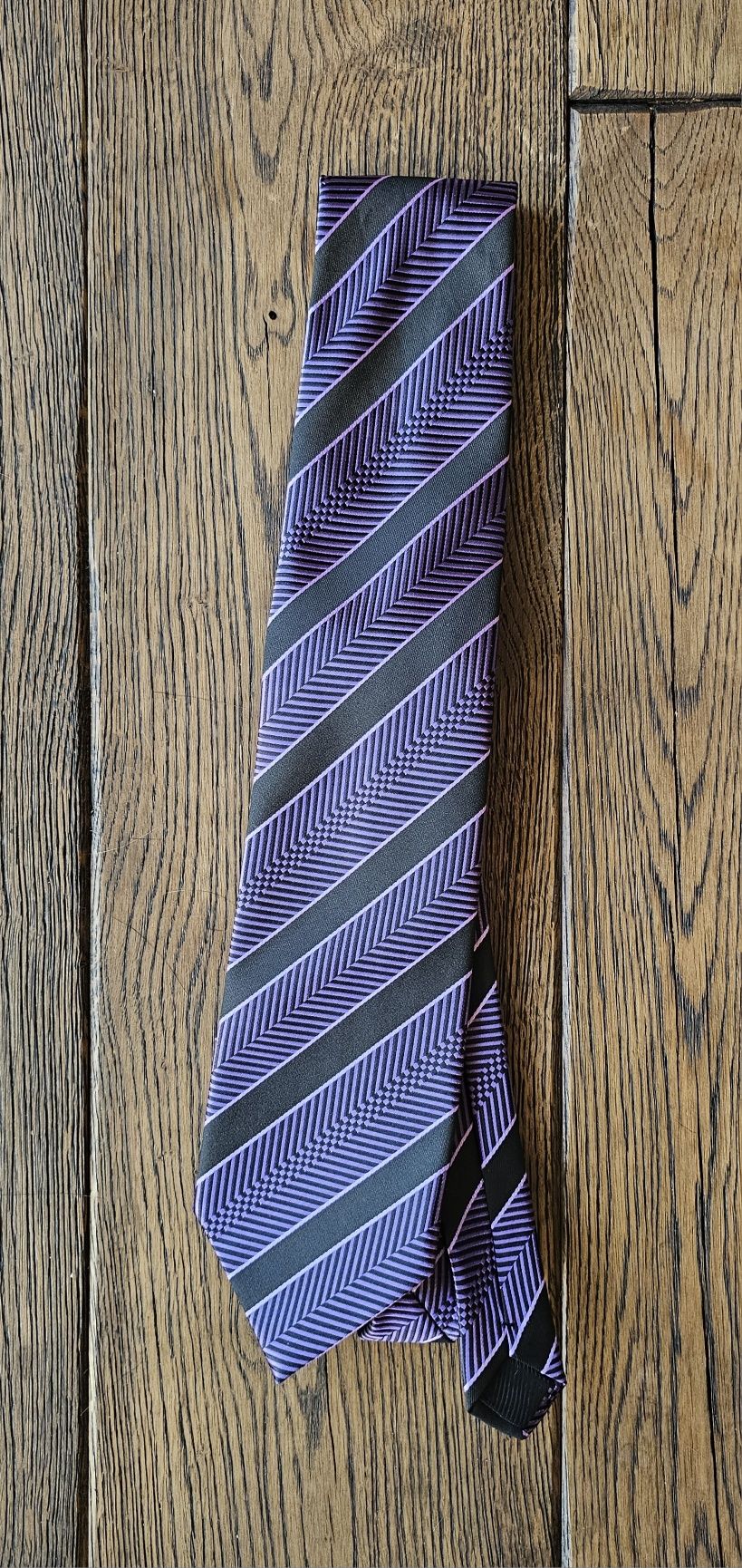Krawat męski fioletowy w paski
