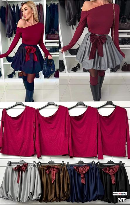 Komplet damski, spódnica i bluxka, rozmiar oversize