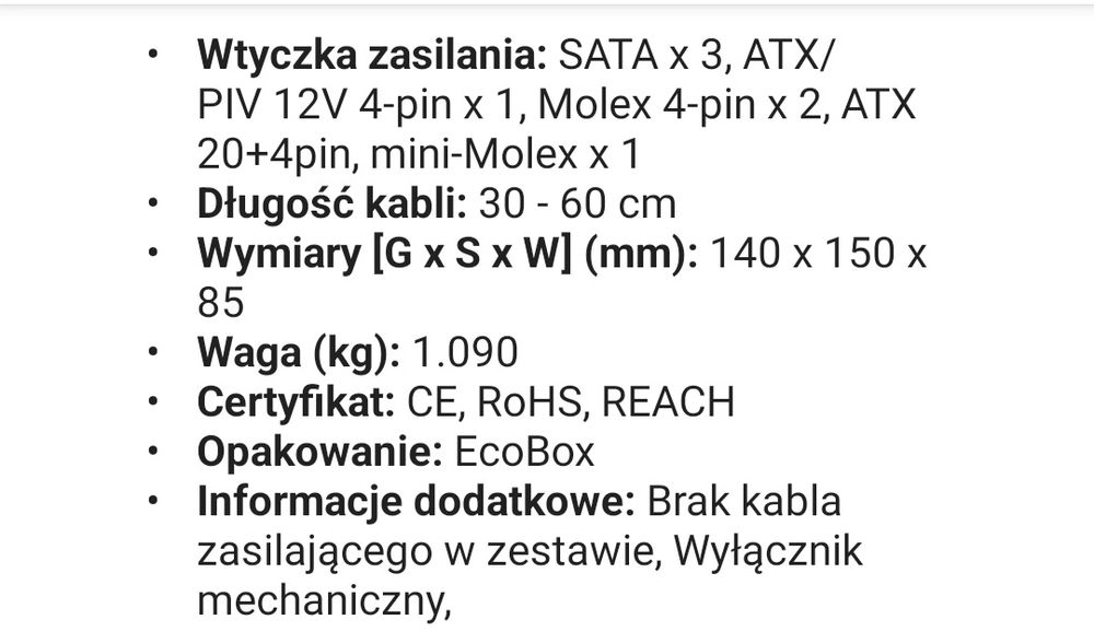 Sprzedam zasilacz ATX 450W Akyga Basic AK-B1-450
