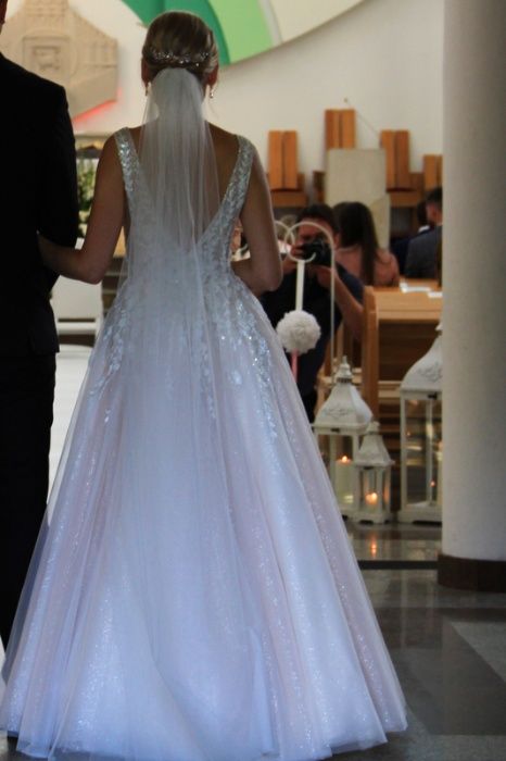 Suknia ślubna glamour tiul koronka