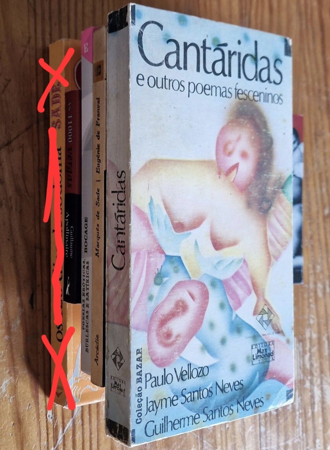 Livros de Marquês de Sade, Apollinaire, Bocage e Velloz "Cantáritas"