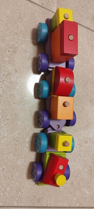 Дерев'яна дитяча еко-іграшка Cubika Поїзд Веселковий експрес