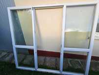 Drzwi tarasowe białe plastikowe PCV Aluplast 245 x 210 x 80 cm