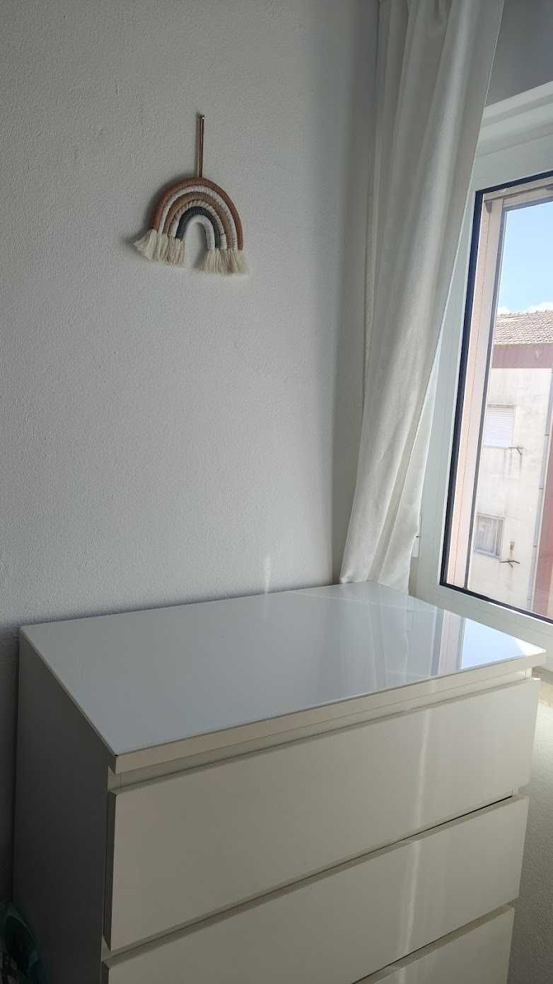 Tampo de vidro, MALM, branco, 80x48 cm