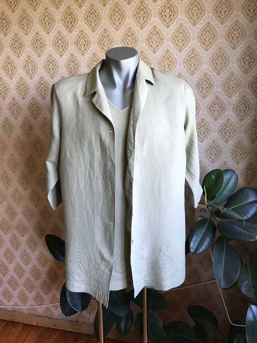 Костюм двойка жакет с блузой Ulla Porken лен вискоза  размер 50-52.