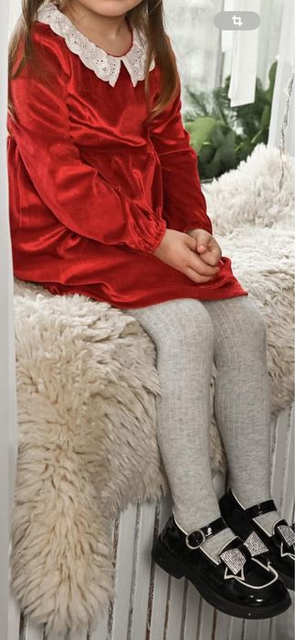 Сукня велюрова для дівчинки чорна та червона