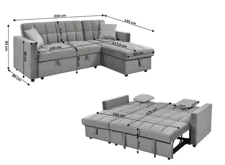 oferta sofa cama chaisselongue e baú envio grátis