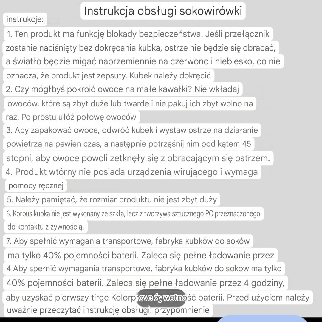 Nowa Przenośna sokowirówka z akumulatorem