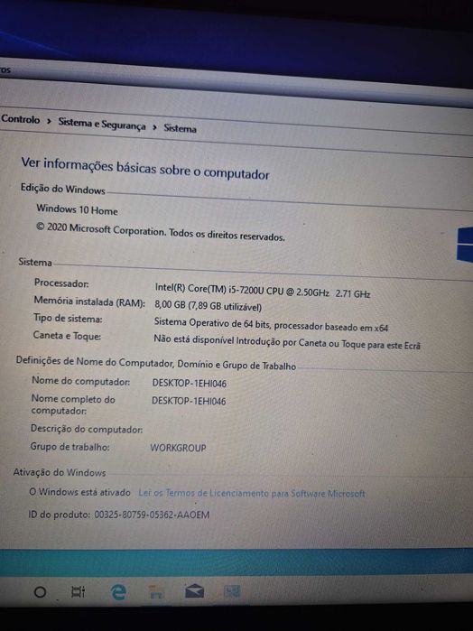 motherboard HP 15-AU101np, processador i5-7200U testada sem anomalia64551542102657124