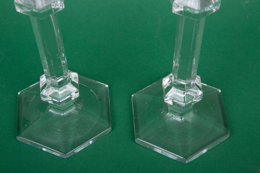 2 Szklane ciężkie świeczniki