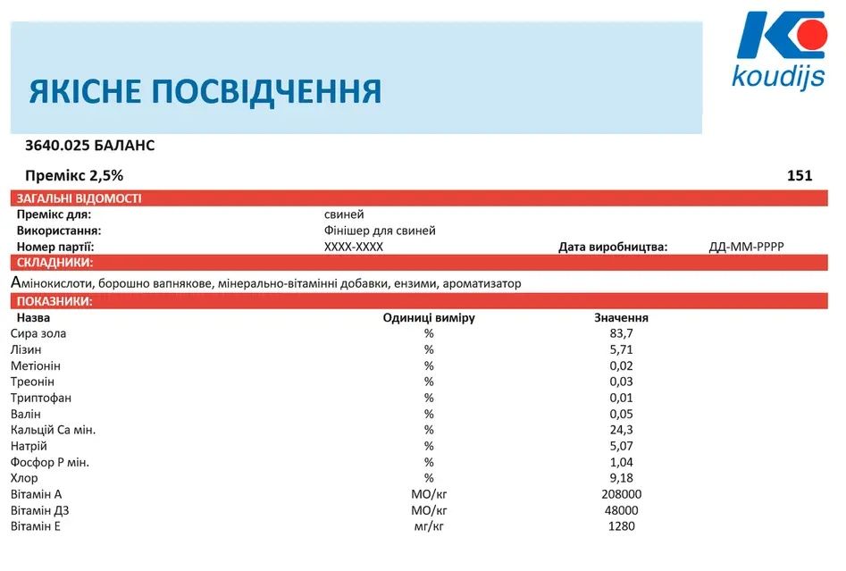 Фінішер для поросят Премікс 2,5% (від 50 кг живої ваги) (25 кг)