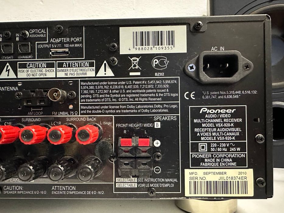 +7.1 Amplituner Pioneer VSX-920-K, 7*140 Watt, HDMI ,USB,  PQLS, LAN,.