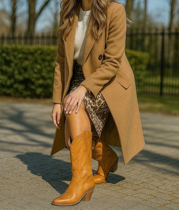 Kowbojki buty skórzane