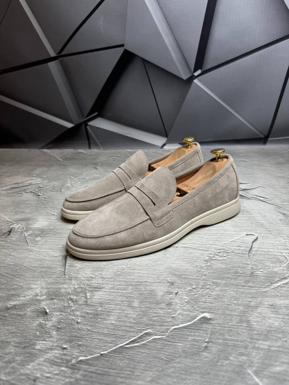 Лоферы замшевые бежевые мужские LORO PIANA Suede BEZH! Туфли Лоферы!
