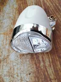 Lampa retro biała lampka rowerowa przednia