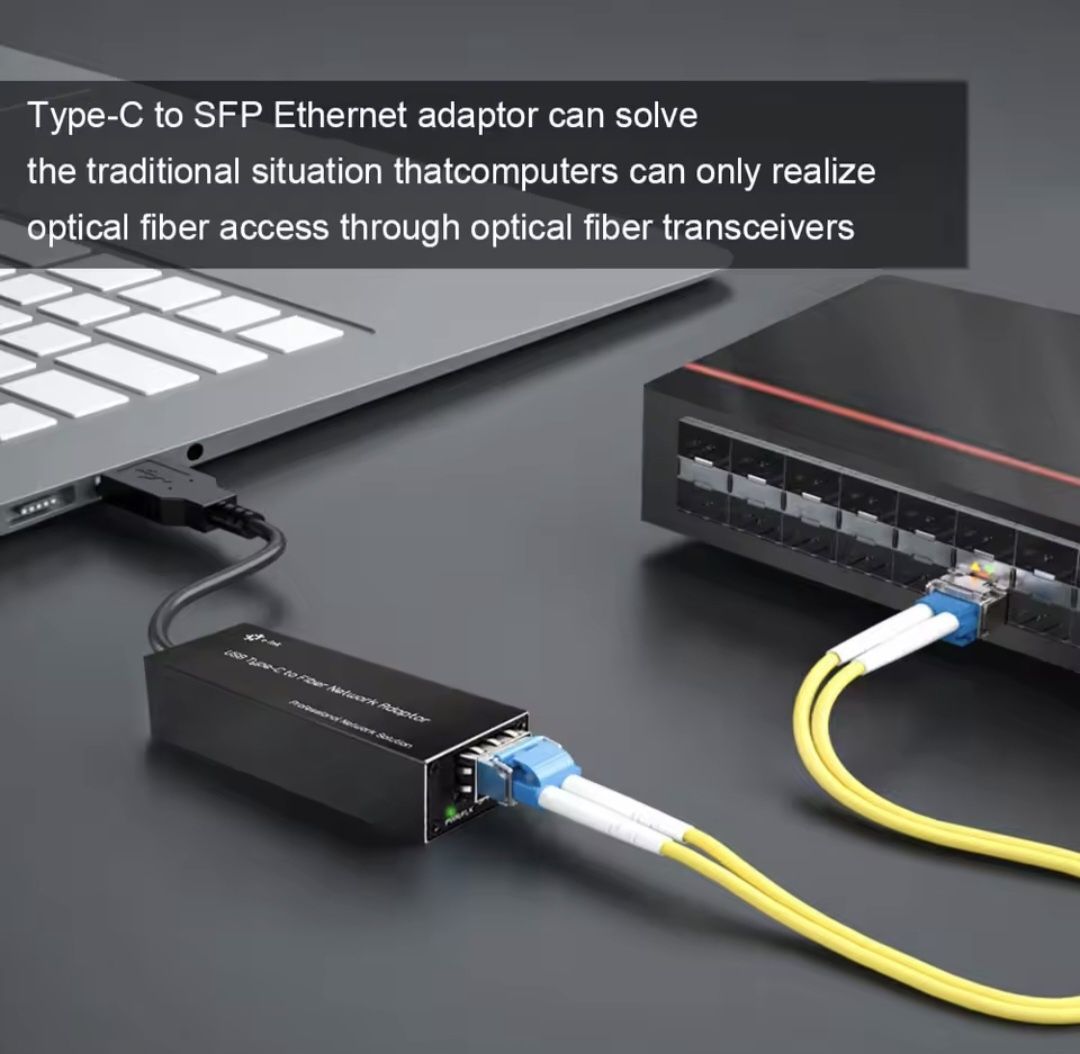 Adaptador Micro Mini USB-C 3.0 para SFP Gigabit