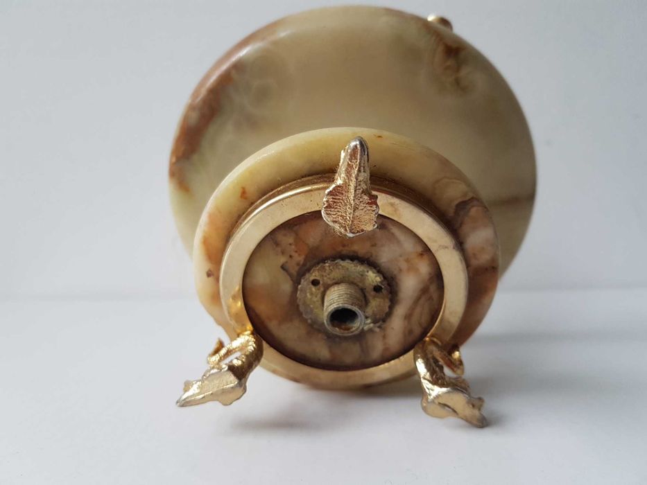 Antyczna popielnica z Onyksu Złoty Kupidyn z harfą lata '70 - 0,665kg