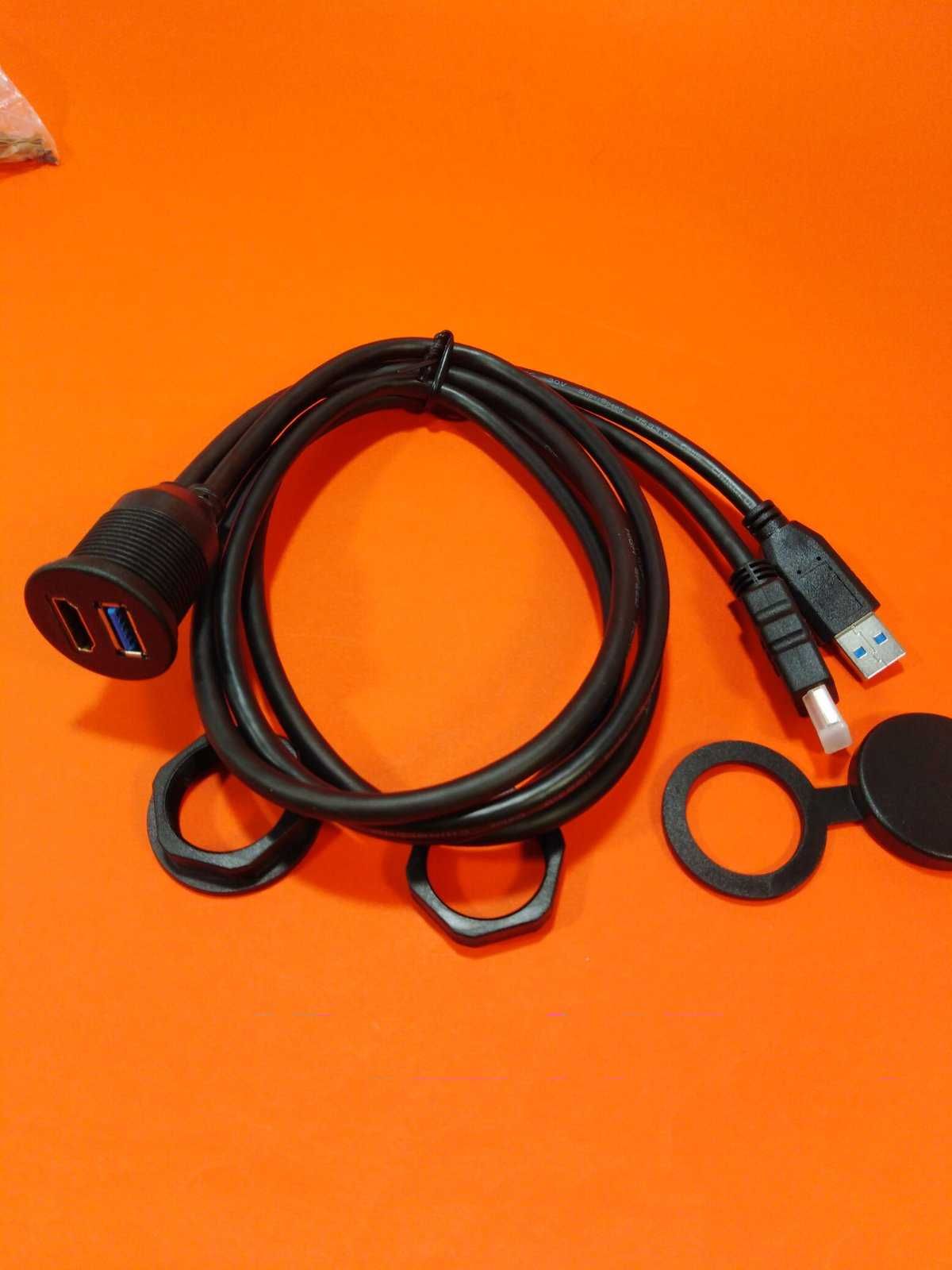 Порт удлинитель с кабелем USB 2.0 и HDMI 19 pin (2 метра)