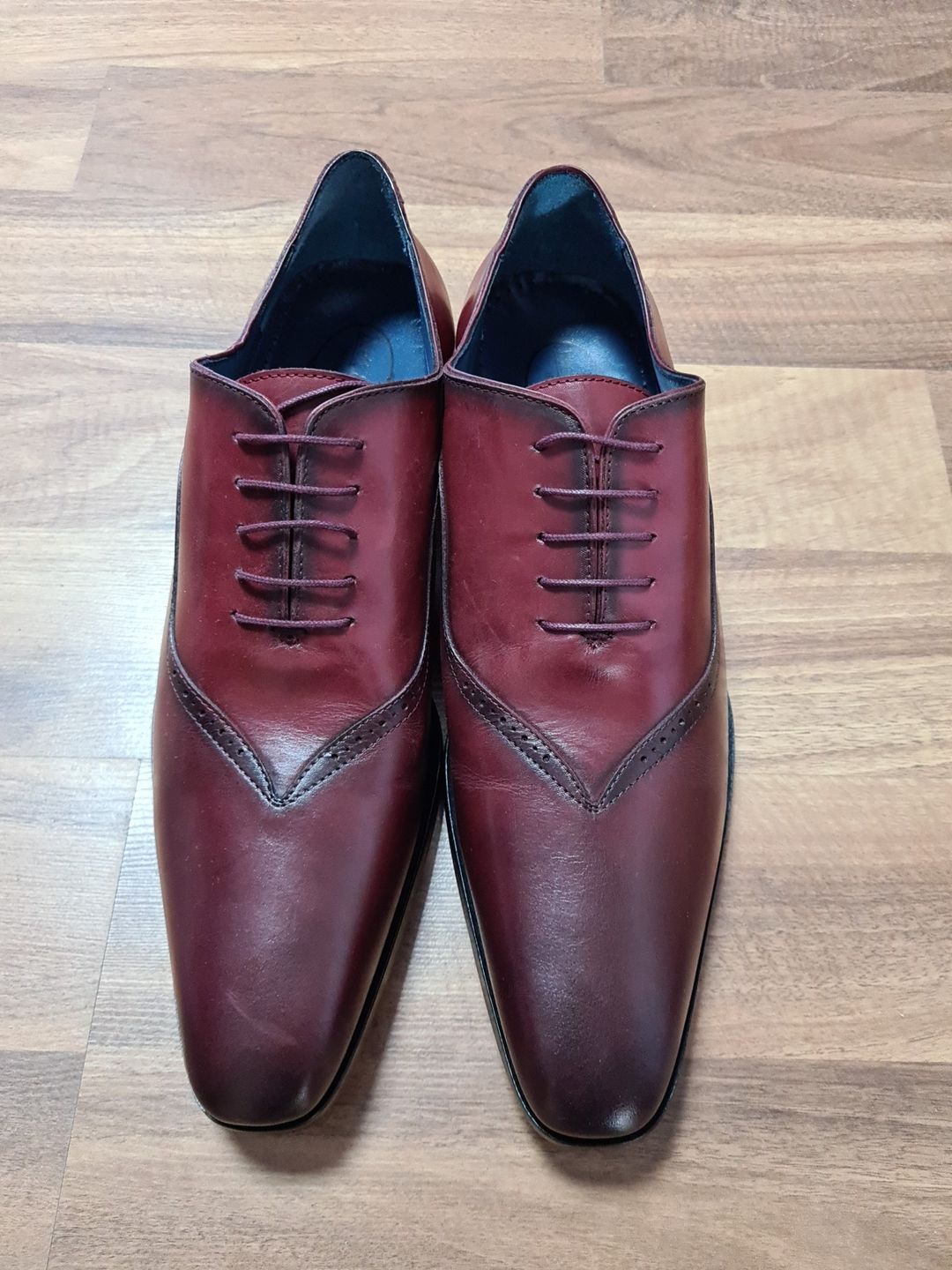 Brett & Sons Eleganckie buty wizytowe męskie Bordowe duże rozmiar 45