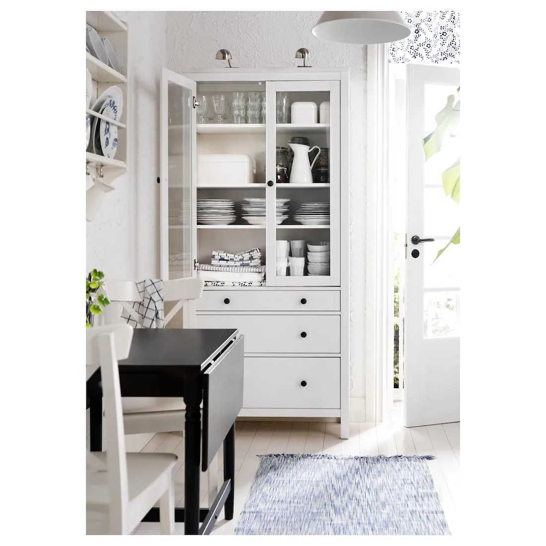 Biblioteczka biała Witryna Ikea HEMNES z 3 szufl  90x197 Nowa
