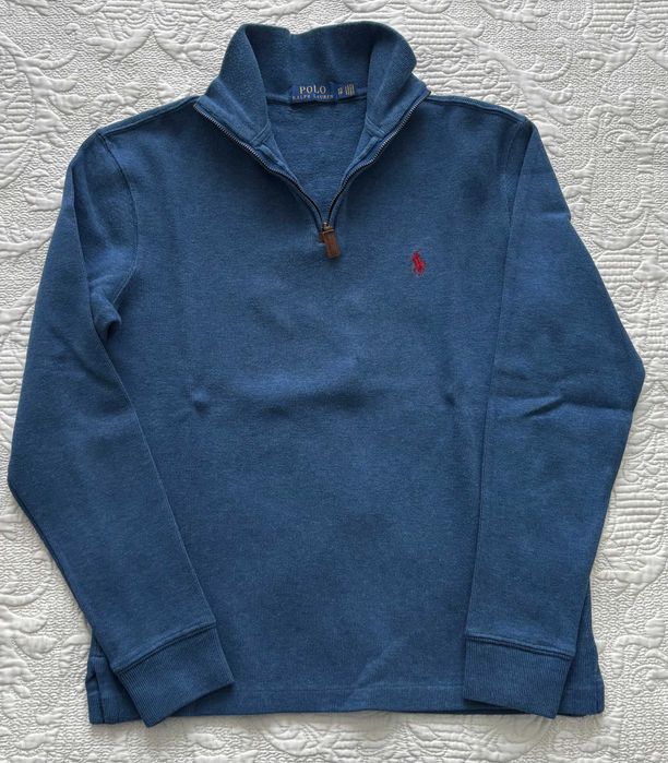 Pullover malha algodão c/ 1/4 zip azul XS - Polo Ralph Lauren