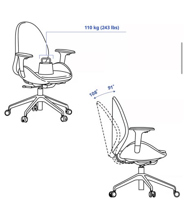 Krzesło biurowe Gunnared szare białe HATTEFJÄLL Ikea