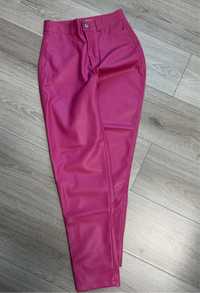 Продам рожеві кожані штани XS