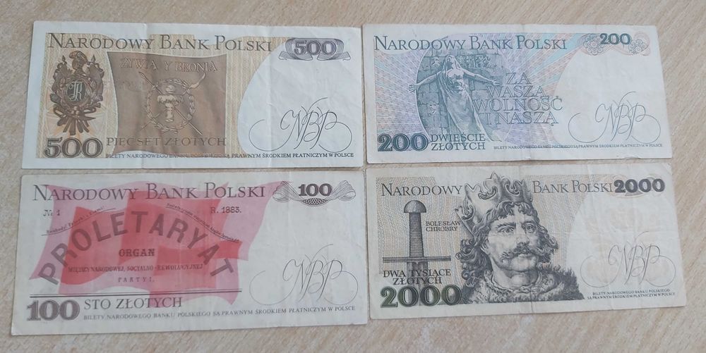 zestaw: 100 zł 1976 EP, 200 zł DF, 2000 zł BP, 500 zł GL !! !! !! !!