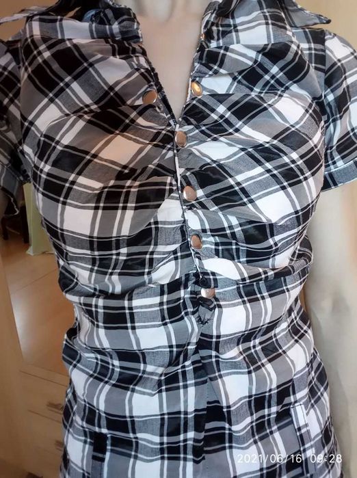 elegancka bluzka koszulka koszula damska krata r. S